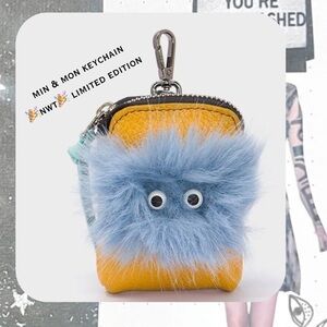 🎉🎉Min & Mon Fuzzy Monster “Florence” leather keychain pouch charm